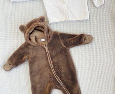 H&M All in One Brown Pram Suit with Ears 2-4 months & Knit Cardigan 4-6 months