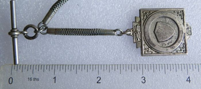Victorian Albert  Solid Silver Albert Watch Chain "N.G.R.CO.REG" Birmingham or Chester. length 12" - 41,9g