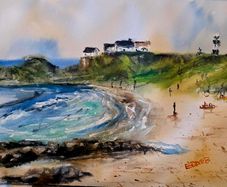 stroove beach donegal watercolour