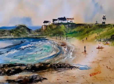 stroove beach donegal watercolour