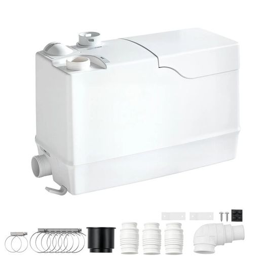 Utility Sink Pump 800W 12000L/h Flow 32.8 ft/10 m Head Macerator Pump, Waste Water Disposal Macerating Machine with 3 Inlets, for Basement, Kitchen, Sink, Shower, Bathtub, Laundry Gray Water