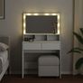 Dressing Table with LED White 80x41x134.5 cm Image 4