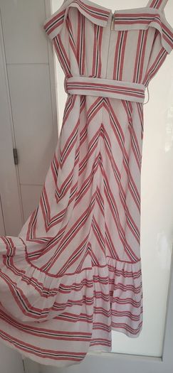 KARL LAGERFIELD Paris striped nautrical belted midi with gold tone button Sz 8 US (Fit 12UK) - Rrp 335 (New)