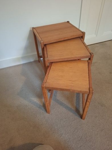 vintage nest of tables solid timber