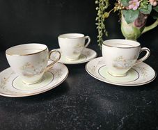 Vintage Arklow Pottery "SWANLAKE" White Coffee Cups x 3