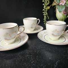 Vintage Arklow "SWANLAKE" White Coffee Cups x 3