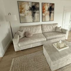 Beautiful Custom Ivory 5-Seater Sofa + Storage Tab