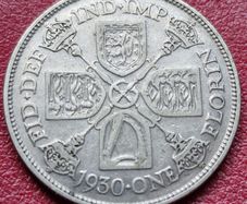 1930 United Kingdom  1 Florin - George V 3rd issue Silver coin