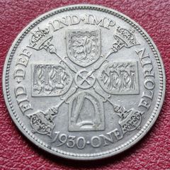 1930 United Kingdom  1 Florin - George V 3rd issue Silver coin