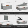 2 Large Foldable Storage Boxes with Divider - grey and white Image 4