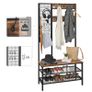 New XXL Metal Hall Tree Coat Rack with Shoe Bench + Grid Wall - FREE P&P Image 2