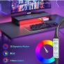 Small Gaming Desk 106.6 CM LED Computer Desk with Monitor Stand Gamer Workstation with Cup Holder & Headset Hooks for Home Office Bedroom Small Space Image 5