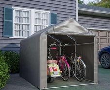 Garden Storage Tent Waterproof Anti UV Steel Frame PE Cover Grey 2.2 x 1.6M