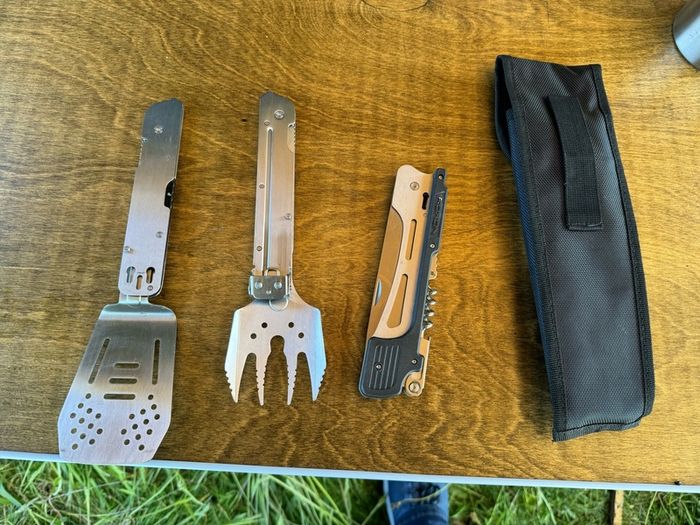 ROXON MBT3 6 in 1 Multifunctional Detachable Folding BBQ Tool Set for Backyard Grilling, BBQ and Camping