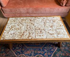 Mid-Century Oak and Ceramic Coffee Table