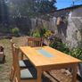 Solid Wood Dining Table with Glass Inlay + 6 Matching Chairs Image 2
