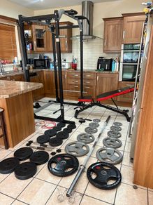 Finest Gym Weightlifting Set Up On Adverts, Fully Integrated Upper And Lower Cable System, Power Squat Rack, Olympic Weights And Bar, Dumbbells, Bench, Chin Up And More!!!
