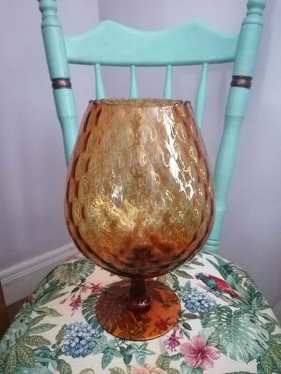 Mid-Century Italian Amber Glass Balloon Vase