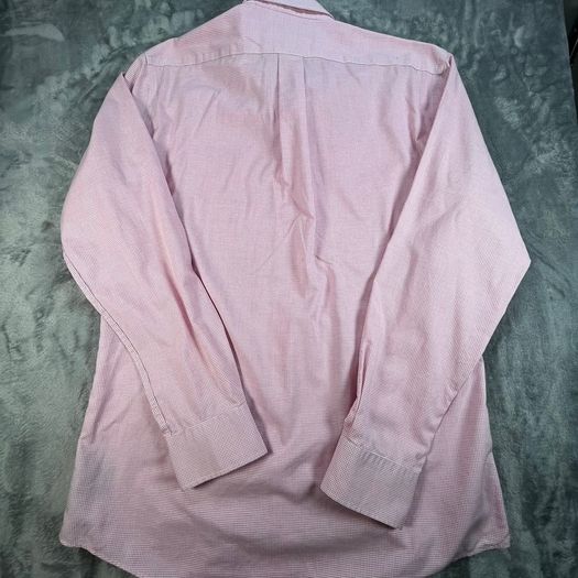 LAUREN RALPH LAUREN Fitted Non Iron Mens Shirt Pink Striped Long Sleeve 15.5 E39