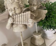 Shabbychic Set of 2 Beautiful Cherubs on stands not perfect but add to the ShabbyChic Romantic Charm