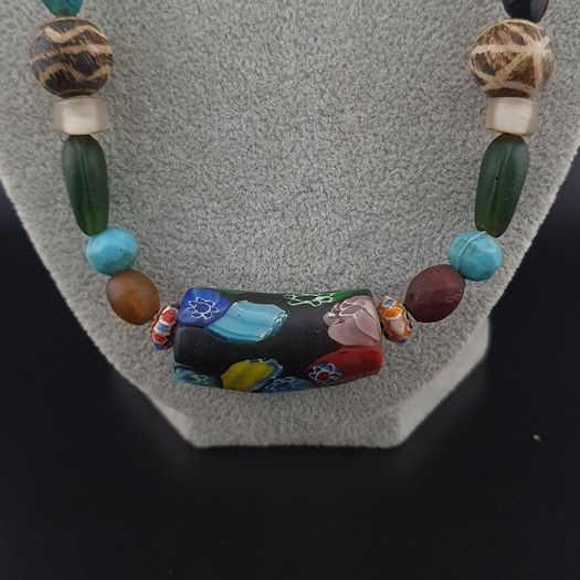 Rare Vintage Asian African Pumtek Pyu Glass Bead Necklace
