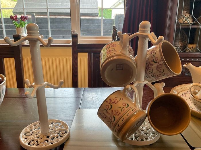 Nicholas Mosse new large lavender mugs land a new cream cast iron mug holder