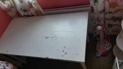 White Ikea desk and chair