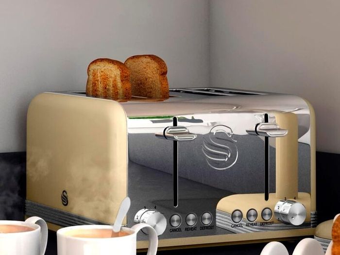 Retro 4-Slice Toaster with Defost/Reheat/Cancle Functions, Cord Storage, 1600W