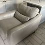 Reduced kingsize bed frame with matching curtains and leather armchair Image 5