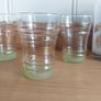 Fabulous Set of Three Vintage Retro Mid Century Modern Cocktail Tumblers or Juice Glasses with a Gilt Banding and a Band of Mint-Green Sugar Frosting, Circa 1950s Image 2