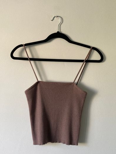 Noisy May ribbed knit taupe top M