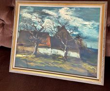 Vintage MCM Print The Thatched Cottage Maurice de Vlaminck circa 1925