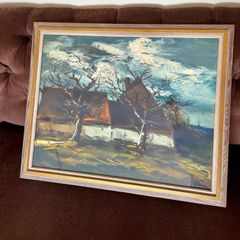 Vintage MCM Print The Thatched Cottage Maurice de Vlaminck circa 1925