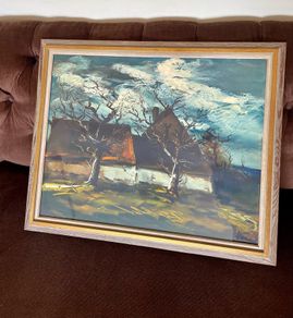 Vintage MCM Print The Thatched Cottage Maurice de Vlaminck circa 1925