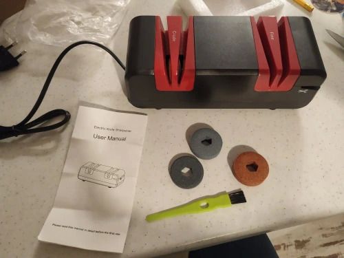 BRAND NEW Professional Electric Knife Sharpener Multifunctional Automatic Cut Sharpeners with 15-Degree Bevel Crude and Fine Grooves