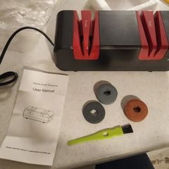 BRAND NEW Professional Electric Knife Sharpener Multifunctional Automatic Cut Sharpeners with 15-Degree Bevel Crude and Fine Grooves