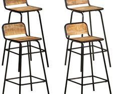 Bar Chairs 4 pcs Solid Mango Wood