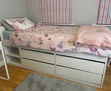 Ikea SLAKT Single white bed with storage