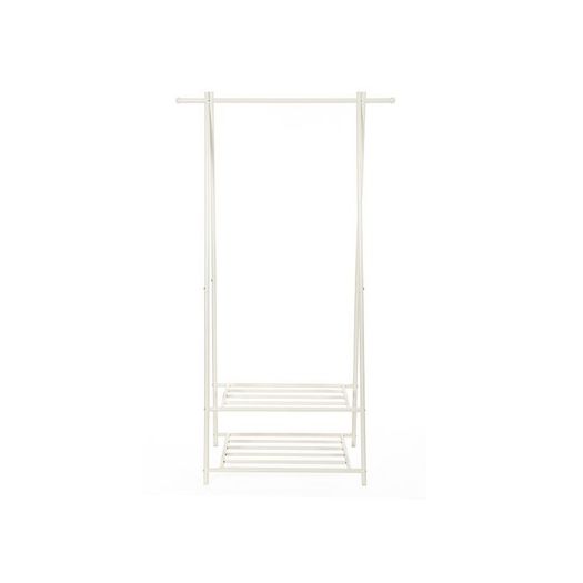 Metal Coat Rack White Metal Clothes rack Clothes rail Coat rack with shoe rack 87.5 x 155 x 41 cm (W x H x D)