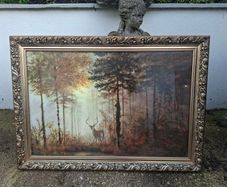 Stunning large Art print of the "Quiet Forest" by British landscape painter Gerald Coulson in a lovely Ornate Gold Gilt frame