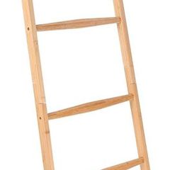 Bamboo Towel Ladder  Wooden Rack Rail Blanket, Towel, Clothes, Linen Railing Hanger for Bathroom, Bedroom - Bamboo Towel Holder Stand
