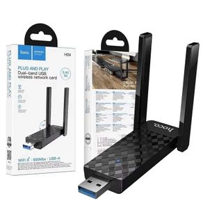 Hoco HI34 WiFi 6 USB External Dual Antenna Wireless Network Card Black