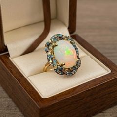 Diamond  Halo Statement Ring
