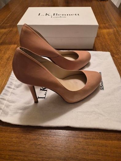 L.K. Bennett Harper Blush Kid Leather High Heeled Court Shoes