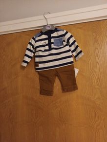 Early Days   Baby Boys Trousers  & Long Sleeved Top.  2. Piece Outfit . Age 0- 3 months.  B.N.W.T