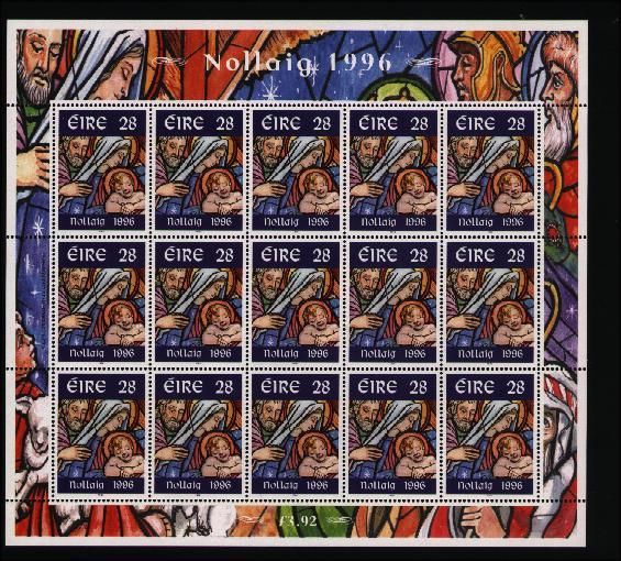 1996 Ireland Christmas Commemorative Stamp Sheetlet Mint Never Hinged (MNH)