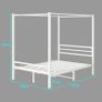 4FT6 Double Canopy Bed Frame, 120x200cm Bed Frame Platform with Headboard, Heavy Duty Metal Vintage Bed Frame Double Size, Platform Mattress Foundation, Noise Free, Easy Assembly, White Image 2