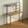 Small Desk 100 x 40 cm, Office Desk with Shelves, Vintage Brown Computer Desk with Multi-Tier Storage Bookshelf, Study Desk for Working, Writing, Makeup, Easy Assembly, for Small Spaces Image 3