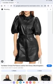 Ted Baker - Genuine Leather Shirt Dress - Black - Size 3 UK 12 BNWT RRP 490