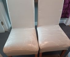 Worn faux leather chairs